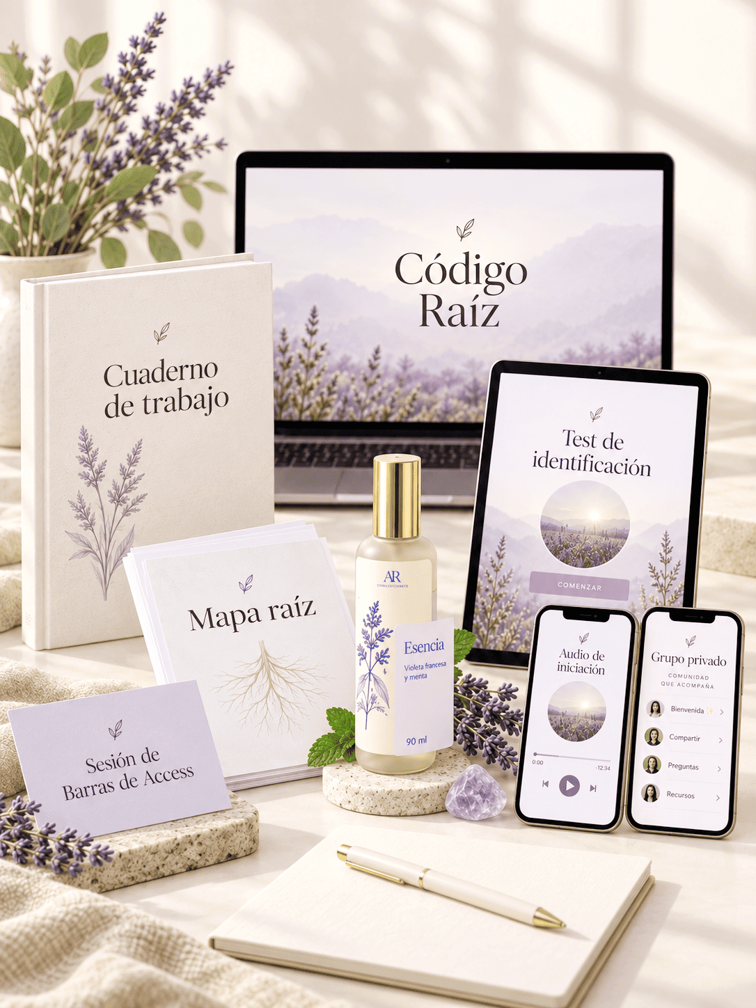 Mockup premium de la oferta Código Raíz